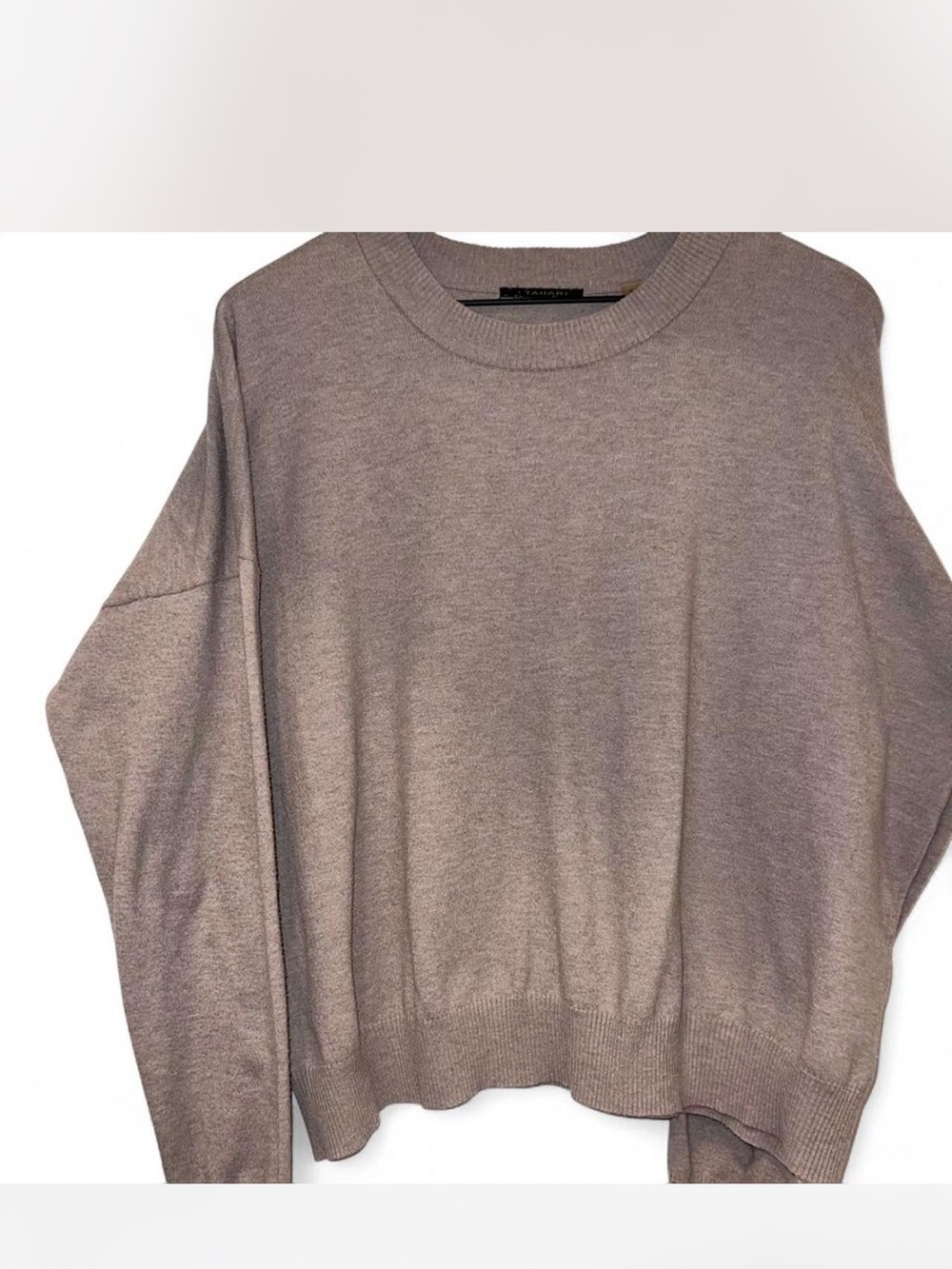 TAHARI Crewneck Sweater in Taupe